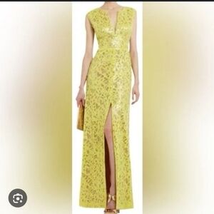 BCBGMaxAzria Yellow Lace Maxi Dress
